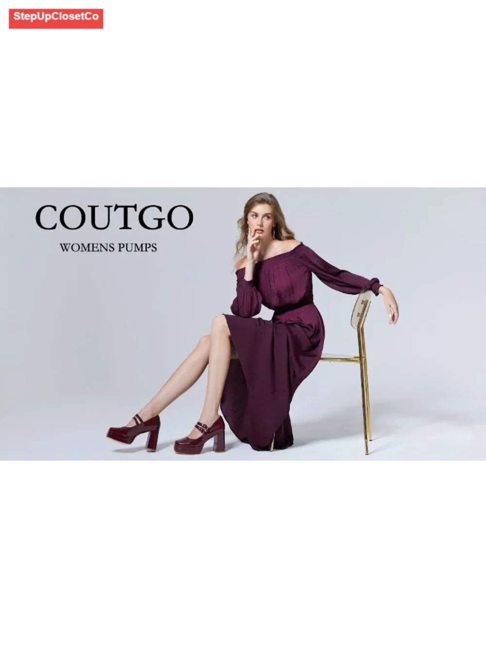 Women Platform Mary Jane Pumps Two Strap Square Toe Chunky Block Heel